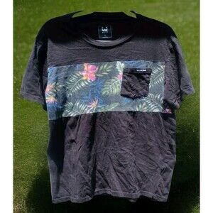 WXYZ Mf Co TShirt Floral Hawaiian Tropical Black Mens Size S Small Short Slv Top